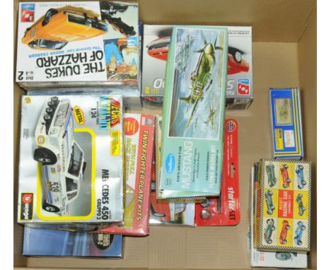 Bburago, Revell, Merit &amp; Similar a boxed group to include plastic and metal model and a white metal steam roller. please 