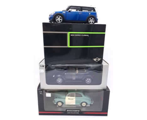 Minichamps, Kyosho &amp; Gate, a boxed group of 1:18 and similar scale models to include Minichamps Morris Minor, Kyosho Mini