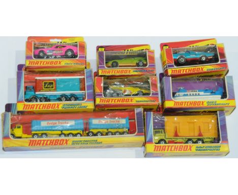 Matchbox a boxed group comprising of Superkings and Speedkings to include K-13 DAF Building Transporter, K-16 Dodge Tractor w