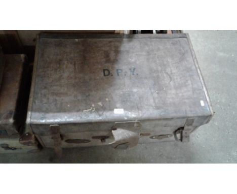 A leather bound travelling trunk
