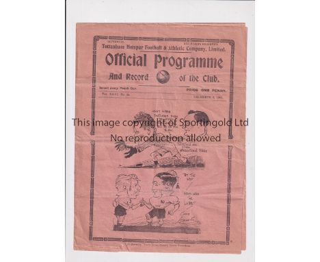TOTTENHAM HOTSPUR     Programme for the home League match v Birmingham 9/12/1933, creased and minor tears.   Fair
