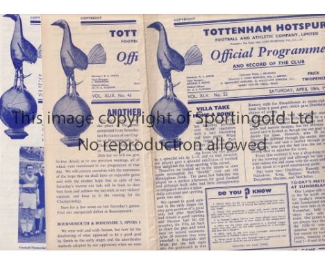 TOTTENHAM HOTSPUR       Four home programmes v Arsenal Reserves 52/3, Chelsea 56/7, team changes and Stuttgart 57/8 Friendly,