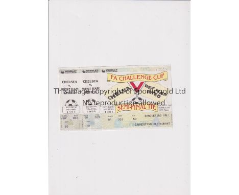 UNPLAYED F A CUP SEMI-FINAL TICKET     In the 6th Round of the 1993/1994 F A Cup West Ham played Luton first at Home and then
