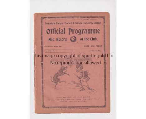 TOTTENHAM HOTSPUR V QPR 1920-1 / FIRST LEAGUE SEASON     Programme for the London Combination match at Tottenham 23/4/1921 in