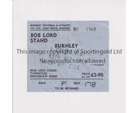 CELTIC     Ticket for the away Anglo-Scottish Cup match v Burnley 12/9/1978.    Good