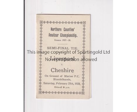 1928 LIVERPOOL V CHESHIRE AT MARINE   Four page itinerary card for the Northern Amateur Championship at Marine. It was issued