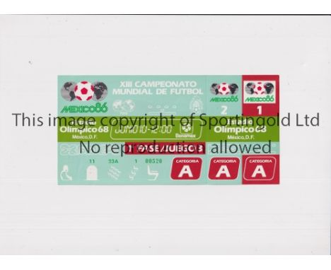 1986 WORLD CUP       Unused ticket for Argentina v Bulgaria 10/6 at the Olympic 68 Stadium.     Very good