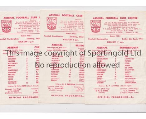 ARSENAL    Fifteen programme for season 1972/3: 14 home Reserves v Bournemouth, Bristol C, Chelsea, C.Palace, Fulham, Ipswich
