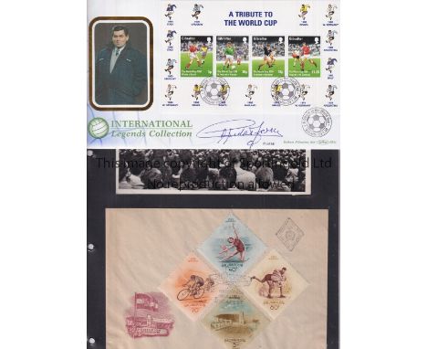 HUNGARY / FERENC PUSKAS        A miscellany including a signed First Day Cover by Puskas, a 12" X 8" b/w Puskas photo, Hungar