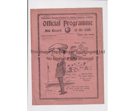 TOTTENHAM HOTSPUR     Programme for the home League match v Wolves 28/8/1933, very slightly creased and minor tears.   Fair t