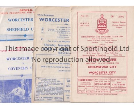 WORCESTER CITY IN THE  FA CUP       Six programmes, 5 of which relate to the 1958/9 cup run including Chelmsford City and Rep
