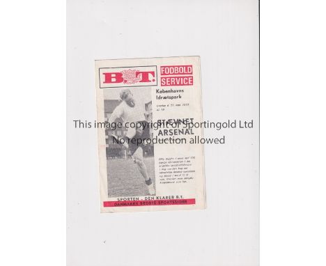 STAEVNET V ARSENAL 1963      Programme for Arsenal's first European match 25/9/1963 in Copenhagen, very slightly creased.    