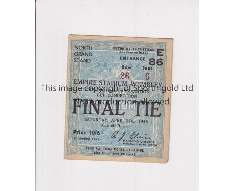 1946 FA CUP FINAL     Seat ticket for Charlton Ath. v Derby County, very slightly creased and slightly marked around the edge