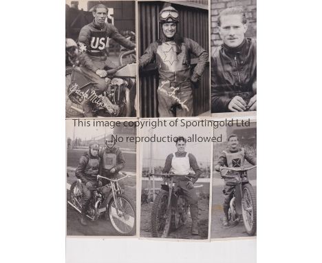 SPEEDWAY PHOTOS / NEW CROSS      Ten original postcard size b/w photos, Jack Milne and Tom Farndon both 1930's with Press sta