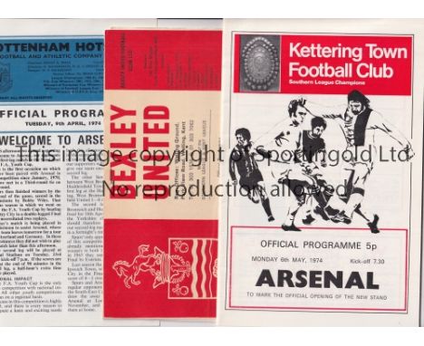 ARSENAL      Eight programmes for season 1973/4: away v Portsmouth Friendly, Bexley LCC, team changes,  Kettering Friendly, T