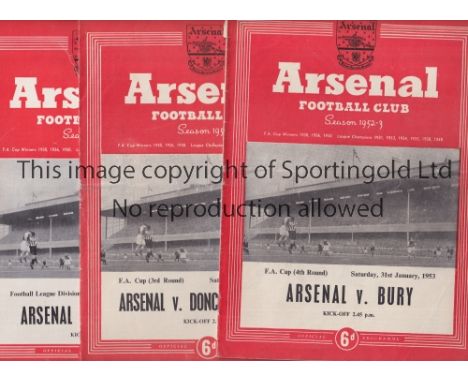 ARSENAL     Thirteen home programmes for season 1952/3 Championship season, 11 League including Tottenham and FA Cup v Doncas