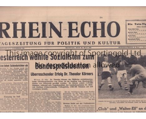 FORTUNA DUSSELDORF V HEARTS 1951    Friendly played 26/5/1951 at Paul-Janes Stadion, Dusseldorf. Issue of the Dusseldorf edit