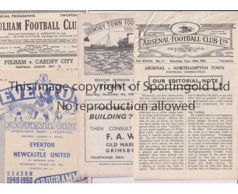 1940'S FOOTBALL PROGRAMMES      Eleven programmes: Arsenal Reserves v Northampton Town Reserves 46/7 creased, Grimsby v Bury 