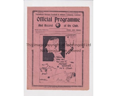 TOTTENHAM HOTSPUR      Programme for the home London Combination match v Charlton Ath. 18/4/1938, slightly creased and scores