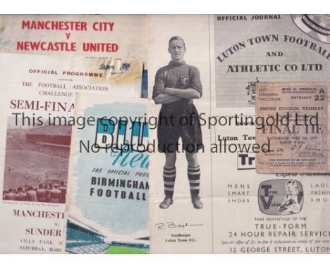 MANCHESTER CITY 1955 &amp; 1956 FA CUP       Five programmes and a ticket for the 1955 Final, worn and slightly torn. Away pr