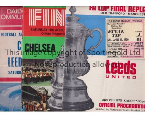 1970 FA CUP FINAL AND REPLAY       Chelsea v Leeds United programme, ticket and songsheet, worn for the match at Wembley and 
