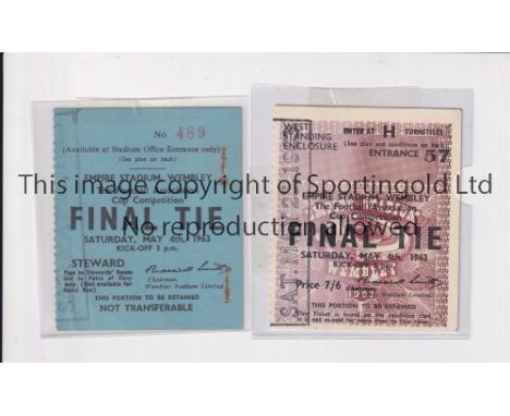 1963 FA CUP FINAL       Two tickets for Manchester United v Leicester City at Wembley. Standing ticket H Entrance 57 and a St