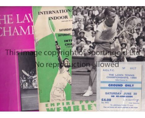TENNIS     Nine programmes: Wembley Championships 1959, 1960, 1961, 1962, 1964 X 2 and 1965, Wimbledon 1967 with ticket for 2
