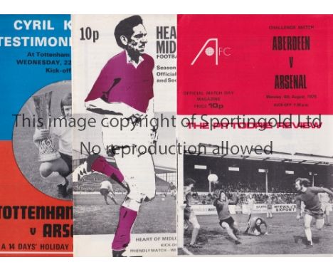 ARSENAL     Ten programmes for season 1975/6: away Friendlies v Borehamwood Friendly, Chelmsford City, Crewe, Harrow, Aberdee