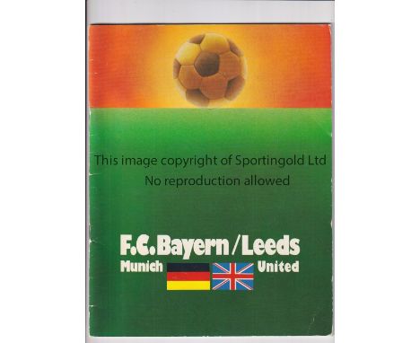 1975 EUROPEAN CUP FINAL     Programme for Leeds United v Bayern Munich in Paris, very slight wear.     Generally good
