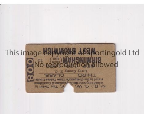 DERBY COUNTY       Railway ticket used by players and club officials for the away League match v West Bromwich Albion 19/9/18