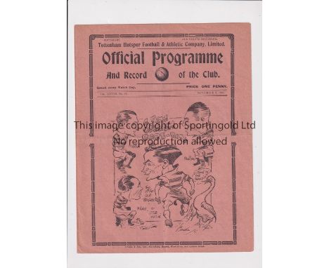 TOTTENHAM HOTSPUR      Programme for the home League match v Swansea 2/11/1935, slightly creased.    Generally good