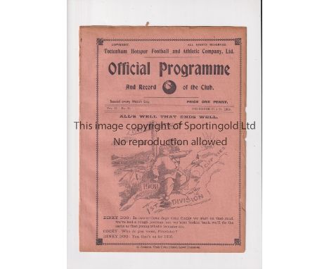 TOTTENHAM HOTSPUR      Joint issue programme for the home Friendly v QPR 27/12/1909 and Luton 28/12/1909 South Eastern League