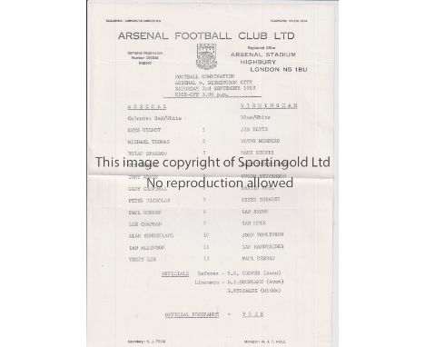 ARSENAL Sixty two programmes for season 1983/4: home Reserves v Birmingham, Brighton, Bristol R, Charlton, Chelsea, C.Palace,