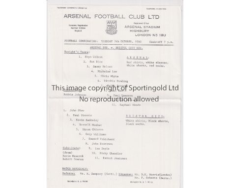 ARSENAL     Twenty seven programme for season 1980/1: home Reserves v Birmingham X 2, Bristol C, Bristol R, Chelsea, C.Palace