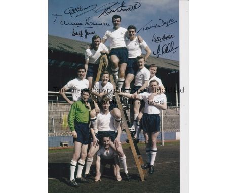 TOTTENHAM AUTOGRAPHS      A 12 x 8 col photo of the players posing on a step ladder during a photo-shoot at White Hart Lane, 
