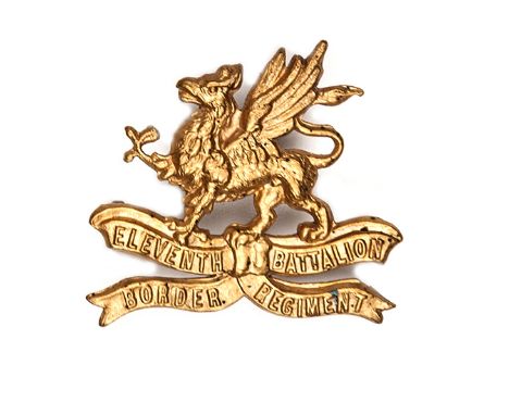 A good scarce OR’s cap badge of the 11th (Lonsdale) Bn The Border Regt, with maker’s tablet of J R Gaunt, London. Near VGC Pl