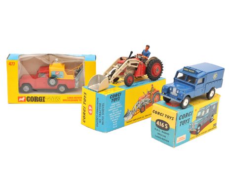 3 Corgi Toys. R.A.C Radio Rescue Land-Rover (416S). Series 1 in blue with tin tilt, aerial to wing missing. Plus a Land Rover