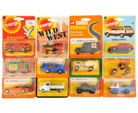 30 Corgi Juniors, all in their original packets, with packet variations. Including – Ford Capri (141) in white, green and red