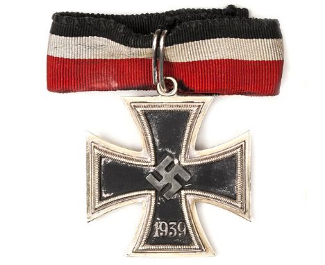 A Third Reich Knights Cross of the Iron Cross, stamped with “800” mark below the suspension ring and on the ribbon loop, GC (