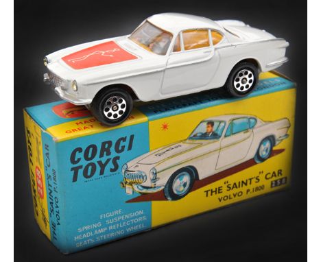 Corgi Toys The “Saint’s” Car Volvo P.1800 (258). A Whizzwheels example in white with deep yellow interior, red label with whi