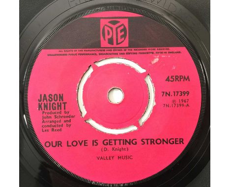 JASON KNIGHT - OUR LOVE IS GETTING STRONGER/ STANDING IN MY SHOES 7" (UK SOUL - PYE 7N.17399). A superb, original UK 7" press