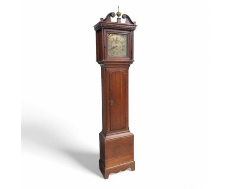 Thomas Holme of Hexham- mid 18th century 8-day oak longcase clock with a swan necked pediment and ball and spire finial to th