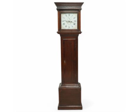John Hancock of Yeovil (Sommerset) - oak cased 8-day longcase clock c1810, with a flat topped pediment, blind frieze and broa
