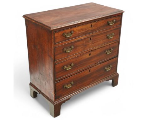 Early 19th century mahogany chest, moulded rectangular top over four graduating drawers, on bracket feet Dimensions: Height:&