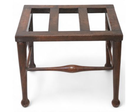 Arts & Crafts period oak luggage rack, rectangular top on cabriole supports united by stretchers Dimensions: Height:&nbsp;46c