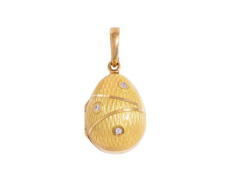 VICTOR MAYER FABERGÉ Anhänger, 3 Brillanten von zus. ca. 0,03 ct mit sehr guter Farbe und Reinheit, Emaille, GG 18K, 15,3 gr,