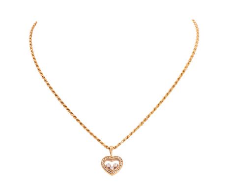 CHOPARD Collier "Happy Diamonds" mit Diamanten von zus. ca. 0,15 ct mit sehr guter Farbe und Reinheit,  WBW ca. 5800€, GG 18K