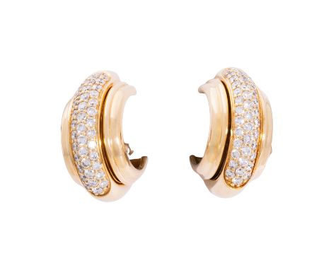 PIAGET Creolen mit Brillanten von zus. ca. 1 ct, ca. FW (F-G)/VVS, KP (2005): 5.450 €, GG 18K, 16,1 g, D: 1,7 cm, B: 9 mm, St