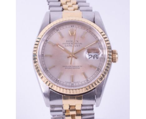Rolex, a gent's Oyster Perpetual Datejust serial number T900228, model number 16233 in bi-metal with a jubilee bracelet, the 
