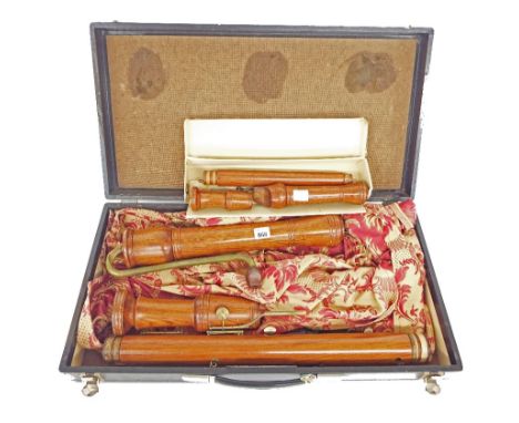 *Contemporary bass recorder, case; together with a tenor recorder (at fault) (2)